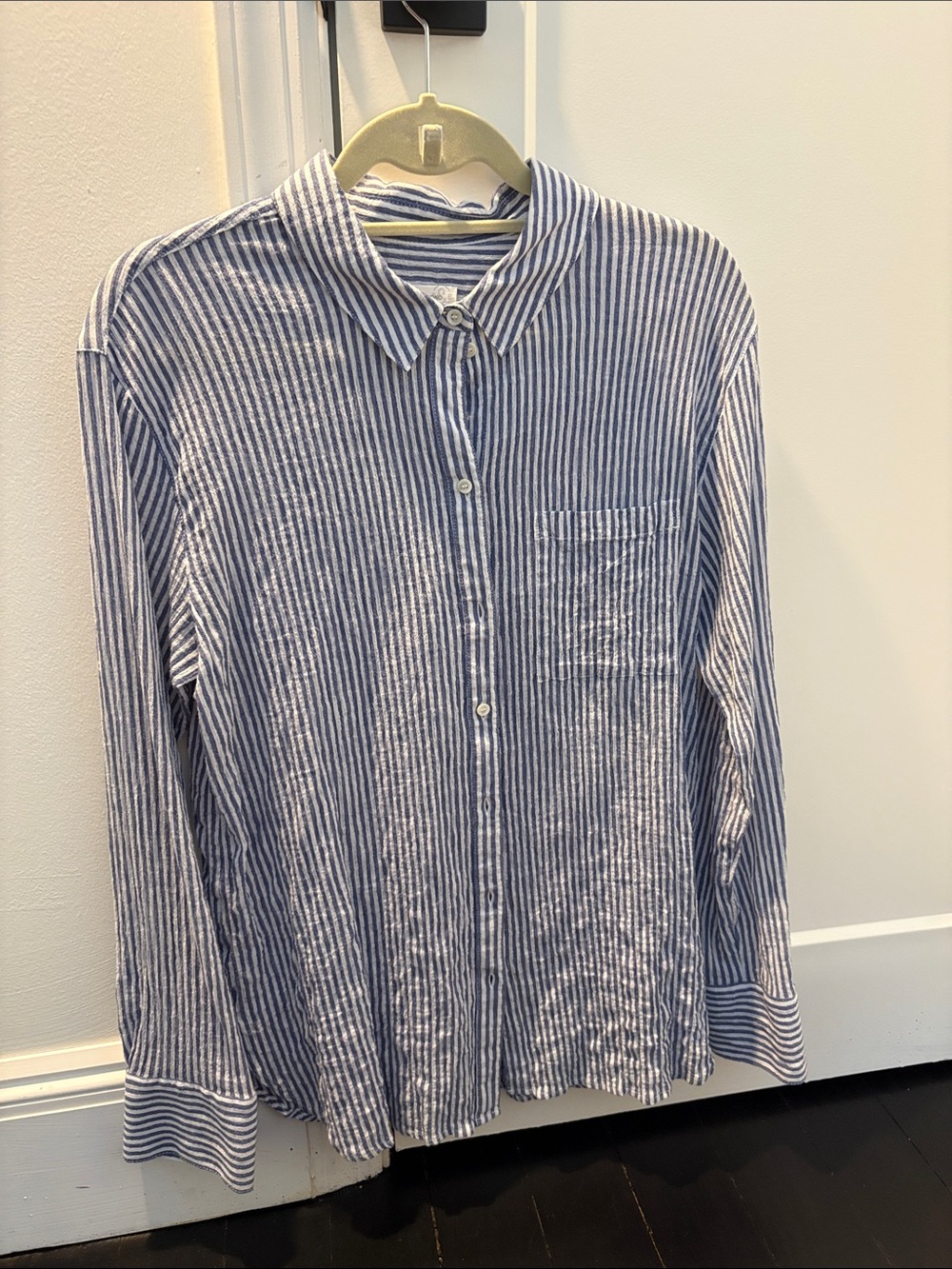 Treasure & Bond Blue and White Striped Button-Down Shirt